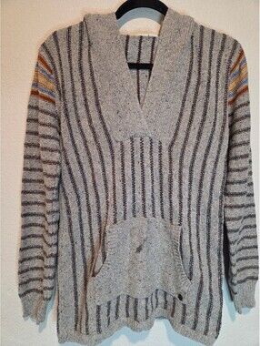 Roxy Striped Knit Hoodie Sweater, L